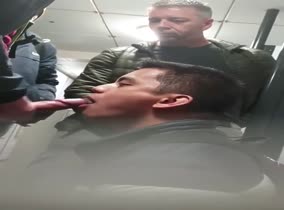 Cum loving boy gets a hot mouthful in some London toilet